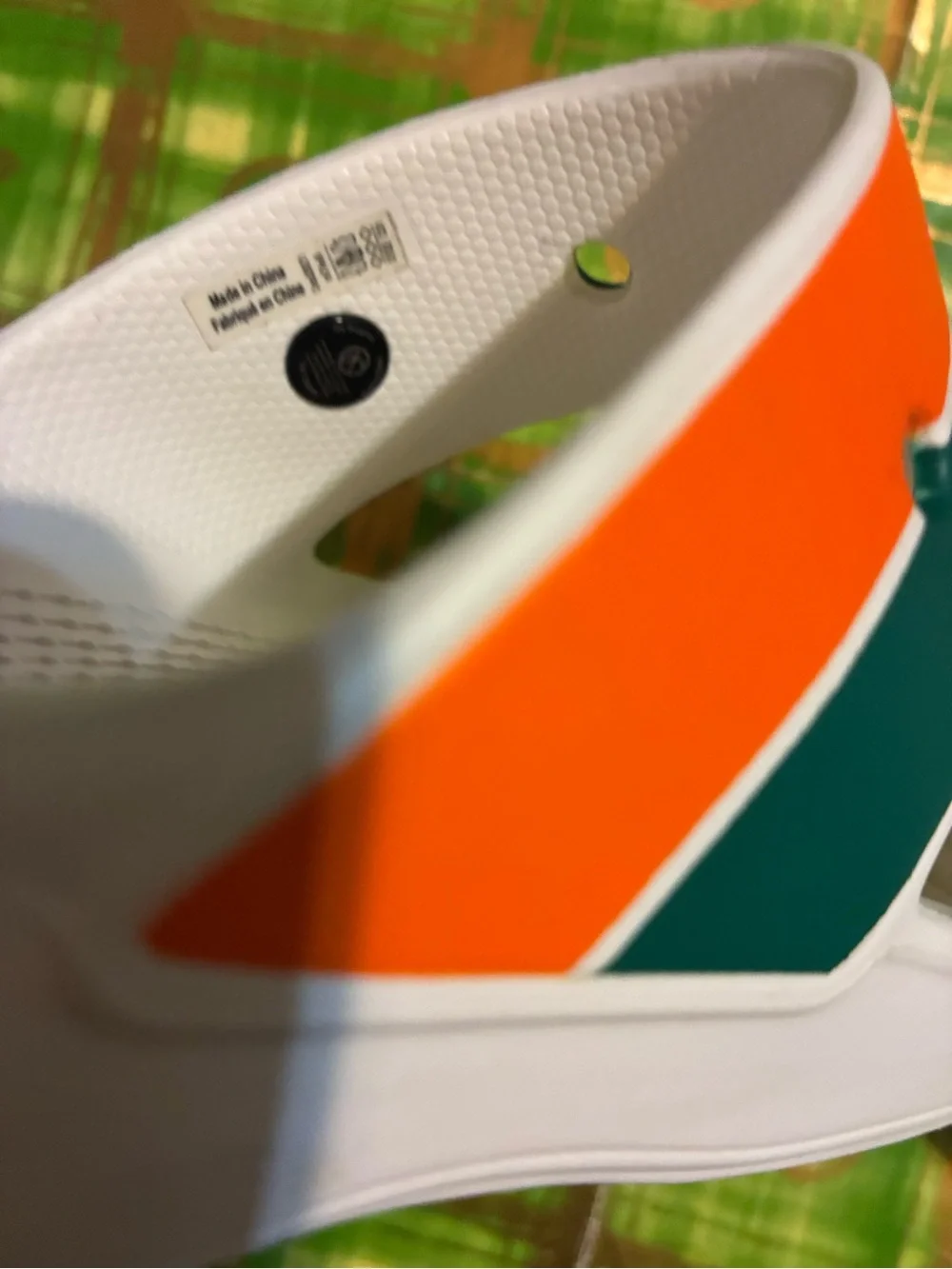 Adult size Crocs White, Green & Orange Slide Sandals Mens 7